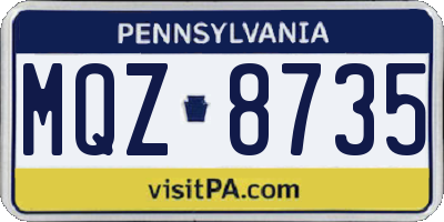 PA license plate MQZ8735