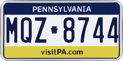 PA license plate MQZ8744