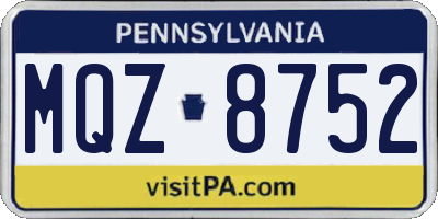 PA license plate MQZ8752