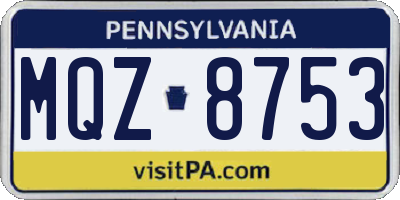 PA license plate MQZ8753