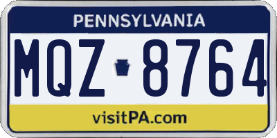 PA license plate MQZ8764