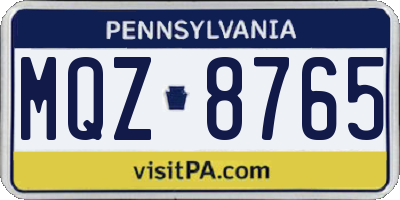PA license plate MQZ8765