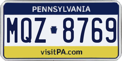 PA license plate MQZ8769
