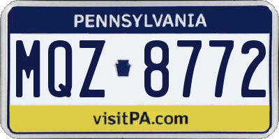 PA license plate MQZ8772