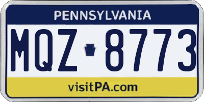 PA license plate MQZ8773