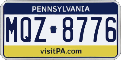 PA license plate MQZ8776