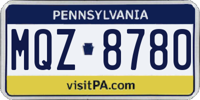 PA license plate MQZ8780