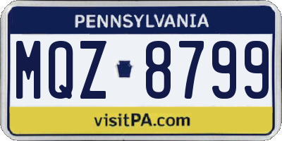 PA license plate MQZ8799