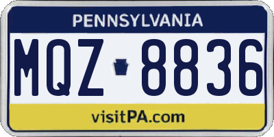 PA license plate MQZ8836