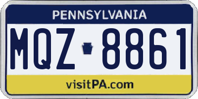 PA license plate MQZ8861