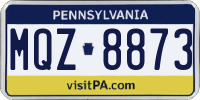 PA license plate MQZ8873