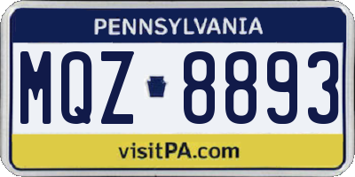 PA license plate MQZ8893