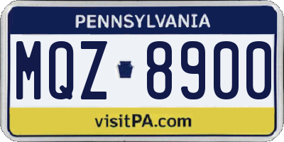 PA license plate MQZ8900