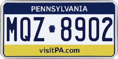 PA license plate MQZ8902