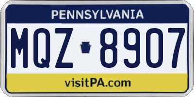 PA license plate MQZ8907