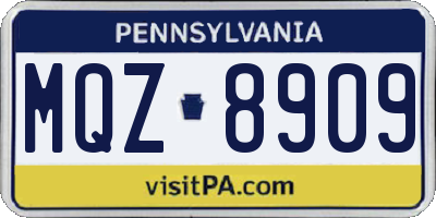 PA license plate MQZ8909