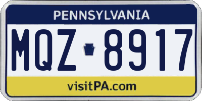 PA license plate MQZ8917