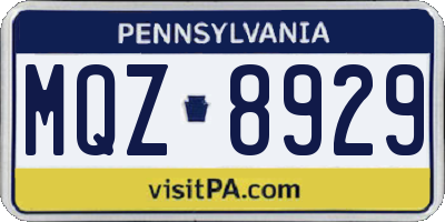 PA license plate MQZ8929