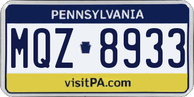 PA license plate MQZ8933