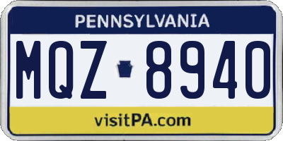 PA license plate MQZ8940