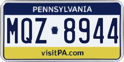 PA license plate MQZ8944
