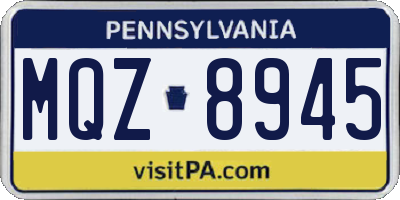 PA license plate MQZ8945