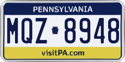 PA license plate MQZ8948