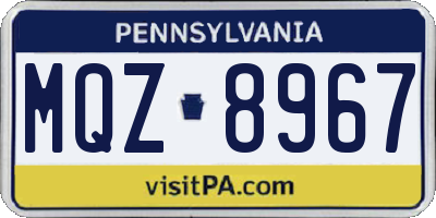 PA license plate MQZ8967