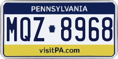 PA license plate MQZ8968