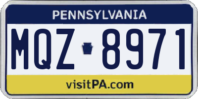 PA license plate MQZ8971