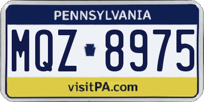 PA license plate MQZ8975