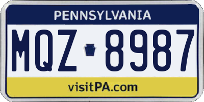 PA license plate MQZ8987