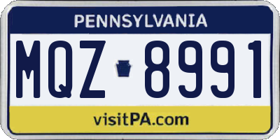 PA license plate MQZ8991
