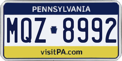 PA license plate MQZ8992