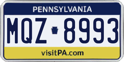 PA license plate MQZ8993