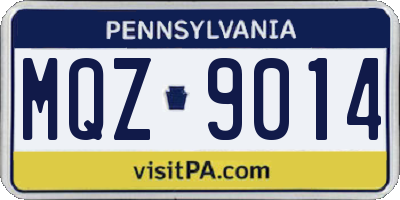 PA license plate MQZ9014