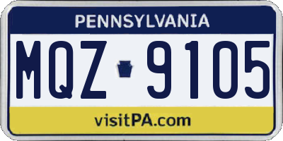 PA license plate MQZ9105