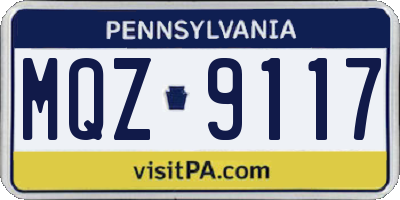 PA license plate MQZ9117