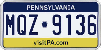PA license plate MQZ9136