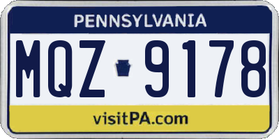 PA license plate MQZ9178