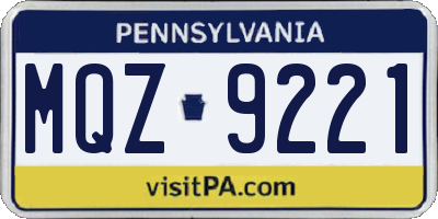 PA license plate MQZ9221