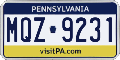 PA license plate MQZ9231