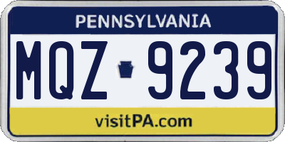 PA license plate MQZ9239