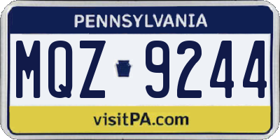 PA license plate MQZ9244