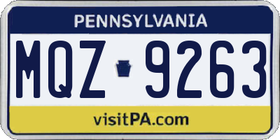 PA license plate MQZ9263