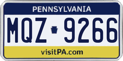 PA license plate MQZ9266