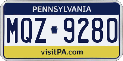PA license plate MQZ9280