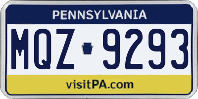 PA license plate MQZ9293