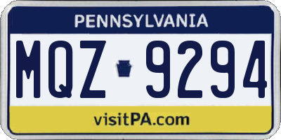 PA license plate MQZ9294