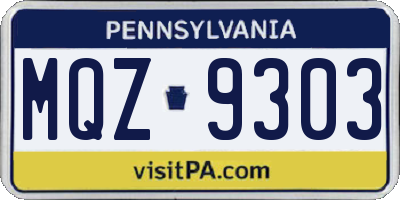 PA license plate MQZ9303